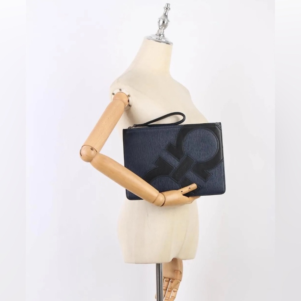 Salvatore Ferragamo Gancini Azul marino clutch - Picture 4 of 4